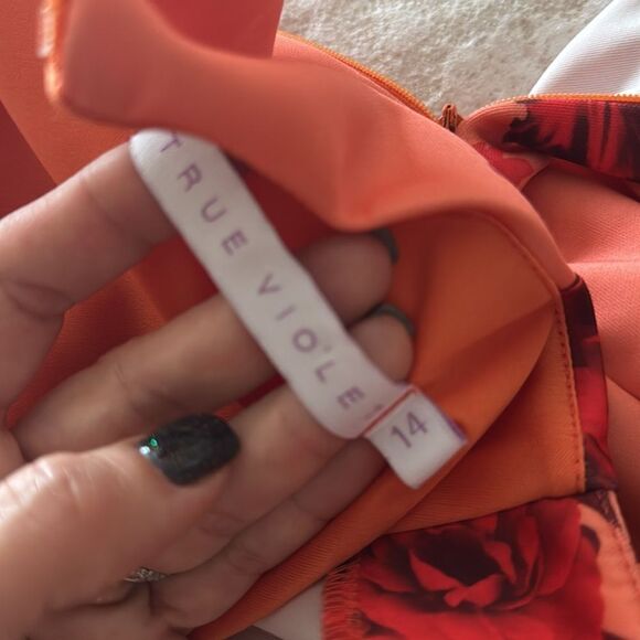 ASOS True Violet Bardot mini dress off the shoulder scuba ruffle floral print 10 - Picture 10 of 14